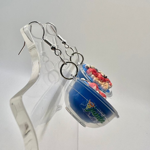 Oatmeal Bowl Earrings - Vegan Earrings - Foodie Earrings - Fruit Earrings - Picture 4 of 9
